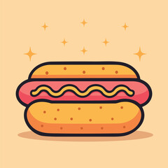 Delicious hot dog in flat style vector illustration