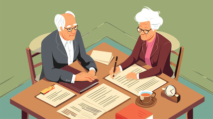 Elderly Retirement Planning: Testament and Last Will, Symbolizing Wealth Inheritance and Official Documentation