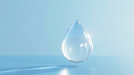 Fototapeta premium Water drop droplet isolated on a blue background