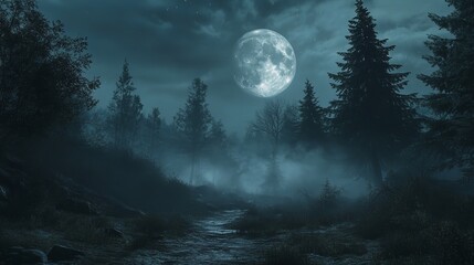 Fototapeta premium The silence of the night was deafening, broken only by the sound of my own rapid breathing.