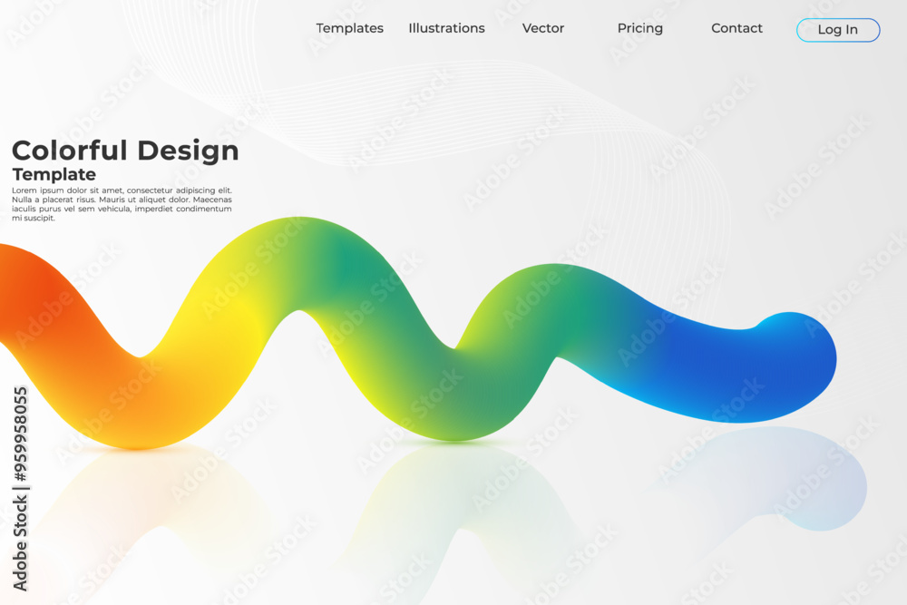 Poster modern 3d render web liquid landing page design with gradient color. 3d flowing fluid background art