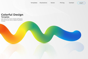 Modern 3D render web liquid landing page design with gradient color. 3D flowing fluid background art.  Abstract fluid wave background design. Futuristic web landing banner design.