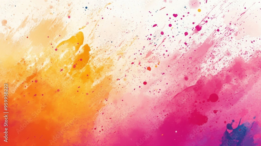 Poster a vibrant abstract background with splashes of watercolor and bold brush strokes, creating an artist