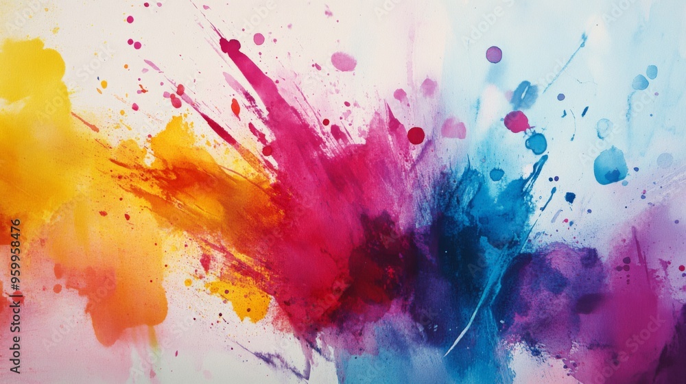 Aufkleber a vibrant abstract background with splashes of watercolor and bold brush strokes, creating an artist