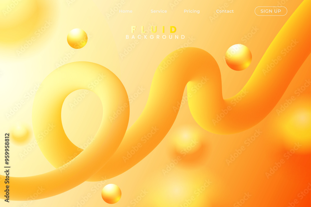 Poster modern orange gradient color 3d render web liquid landing page design with gradient color. abstract 