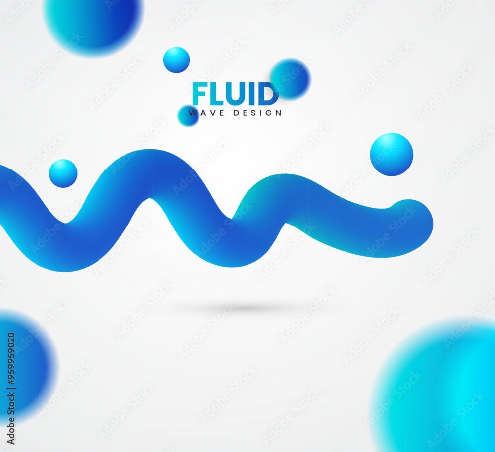 Poster futuristic blue color web banner template with a fluid shape. 3d blue gradient color abstract shape 