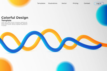3D orange and blue gradient color abstract shape fluid colorful background design. Liquid gradient color web landing page design. Futuristic web banner template with a fluid shape. Web cover page © Tonmoy