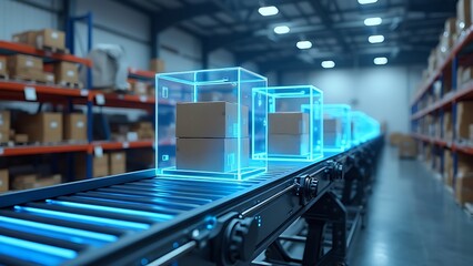 Futuristic Distribution Hub: AR Visualization of Smart Logistics Operations