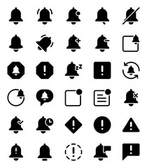 Glyph icons set for Alert, notification