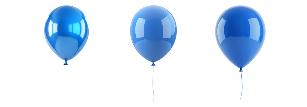 Fototapeta Set of blue balloons isolated on transparent background. Realistic balloon illustration for party and celebration concepts