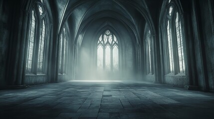 Obraz premium sunlight shining through a cathedral window into a stone floor