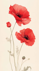 Obraz premium Elegant watercolor red poppies