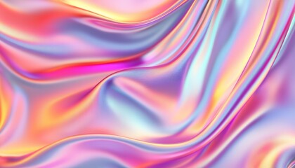 Glowing multicolored fabric-like wave, smooth and shiny texture, abstract art, 3D illustration