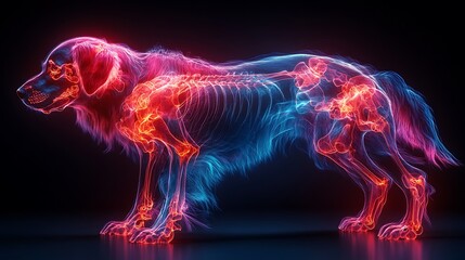 Dog Anatomy in Neon Glow