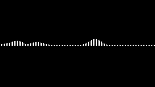 White audio waveform spectrum animation. Alpha channel, spectrum audio animation, Wave form Audio Isolated on transparent background. Audio spectrum wave effect, waveform ..