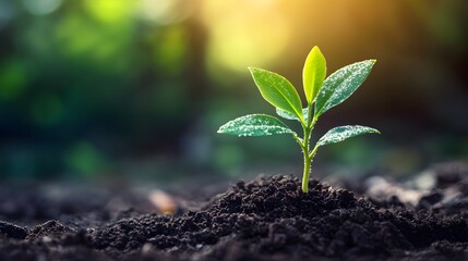 Fototapeta premium Sprouting Plant Symbolizing Growth and New Beginnings in Nature