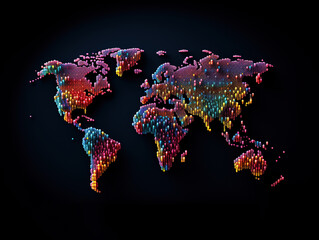 Colorful 3D World Map Representation
