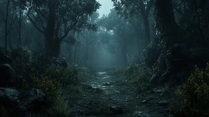 Obraz premium nightmare forest with creepy trees