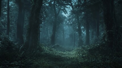 nightmare forest with creepy trees