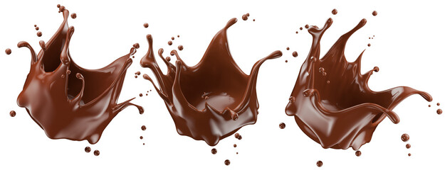 set of chocolate splashes isolated on the white background. Clipping path