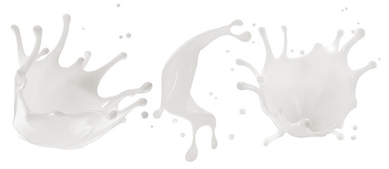 Fototapeta premium set of milk splashes isolated on the white background. Clipping path