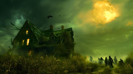 Haunted House Under the Full Moon