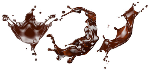 set of chocolate splashes isolated on the white background. Clipping path