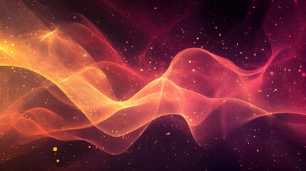 Fototapeta premium Abstract Red and Yellow Wavy Background with Glitter