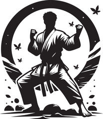 Fototapeta premium karate player vector design clipart flat style artwork