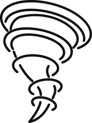 Simple illustration of a hurricane or tornado rotating while moving fast over land