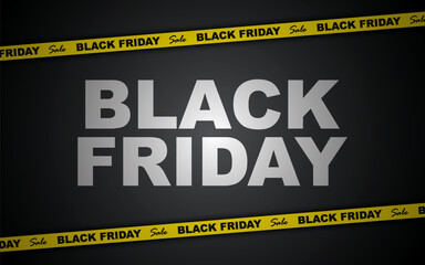 Black Friday background. Crossed ribbons and stripes with text on the background. Black Friday promotion banner with space for text.