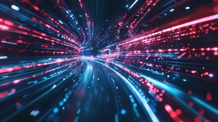 Fototapeta premium Abstract Digital Tunnel with Glowing Lines