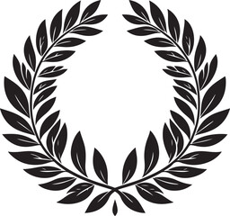 Obraz premium laurel wreath,vector art,symmetrical leaves, elegant, clean lines,vector style,silhouette vector,black and white color