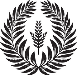 Obraz premium laurel wreath,vector art,symmetrical leaves, elegant, clean lines,vector style,silhouette vector,black and white color