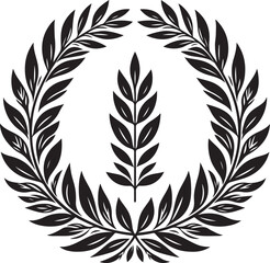 Obraz premium laurel wreath,vector art,symmetrical leaves, elegant, clean lines,vector style,silhouette vector,black and white color