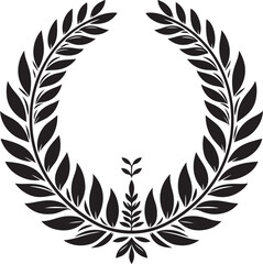 Obraz premium laurel wreath,vector art,symmetrical leaves, elegant, clean lines,vector style,silhouette vector,black and white color