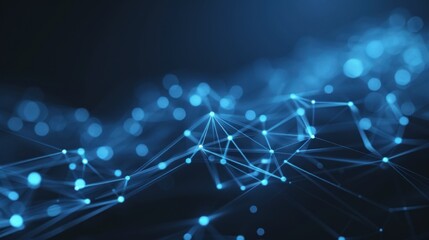 Obraz premium Abstract Blue Network with Glowing Nodes