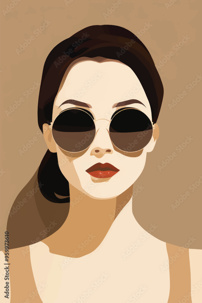 Sticker Stylish woman wearing sunglasses