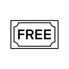 free stamp or label icon, black flat style, vector illustration