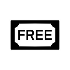 free stamp or label icon, black flat style, vector illustration