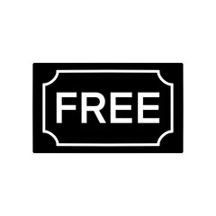 free stamp or label icon, black flat style, vector illustration