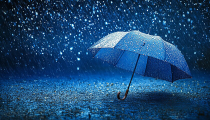 umbrella on a rainy day Splash of drops, concept of rain generated by AI