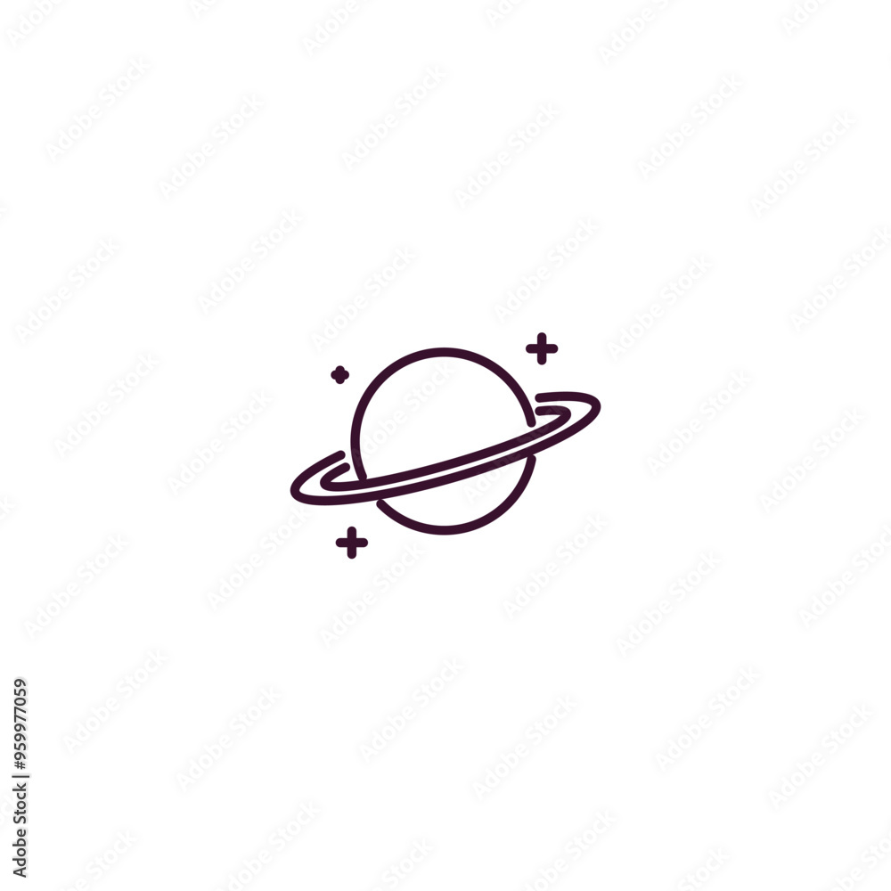 Poster saturn outline icon. linear vector from astronomy concept. thin line saturn icon isolated on white b