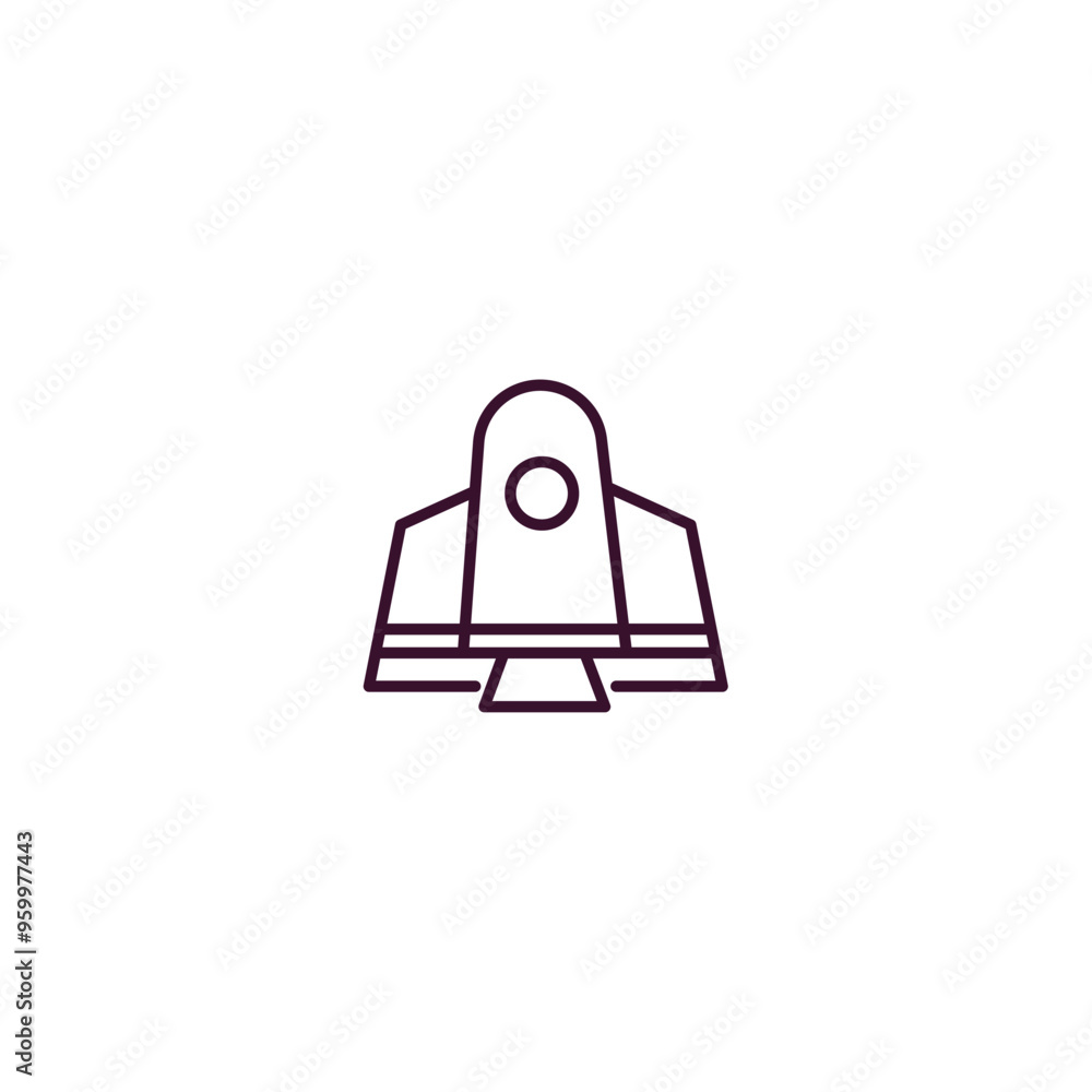 Poster space shuttle outline icon. linear vector from astronomy concept. thin line space shuttle icon isola