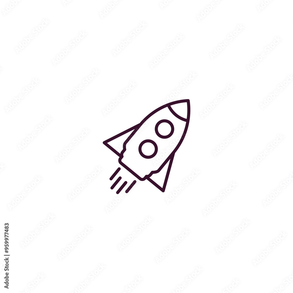 Poster space rocket outline icon. linear vector from astronomy concept. thin line space rocket icon isolate