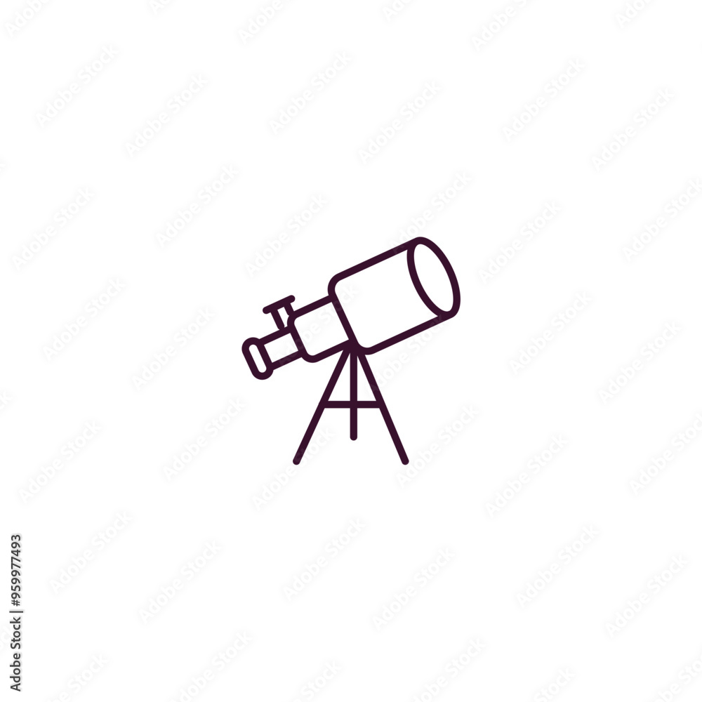 Poster big telescope outline icon. linear vector from astronomy concept. thin line big telescope icon isola