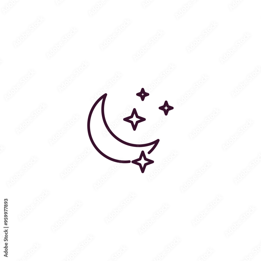 Poster half moon outline icon. linear vector from astronomy concept. thin line half moon icon isolated on w