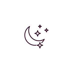 half moon outline icon. Linear vector from astronomy concept. Thin line half moon icon isolated on white background