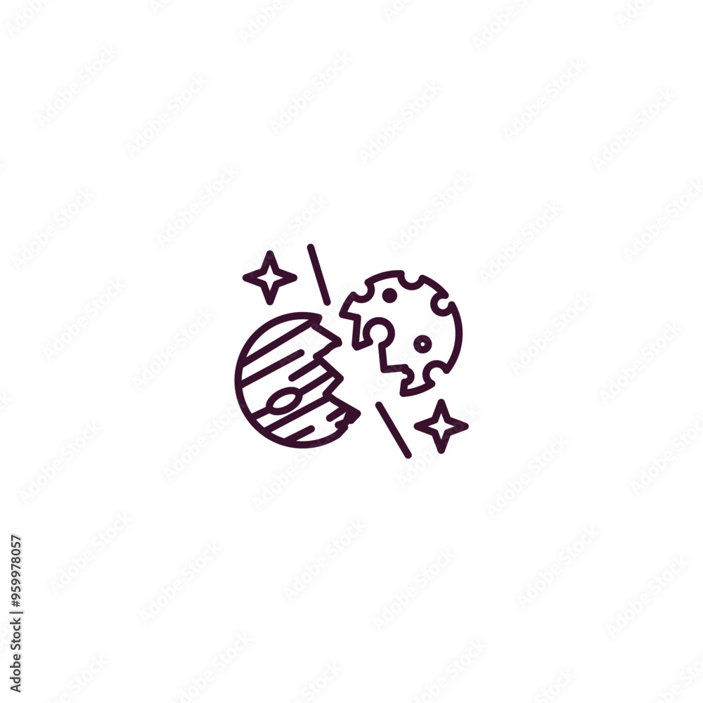 Poster space collision outline icon. linear vector from astronomy concept. thin line space collision icon i