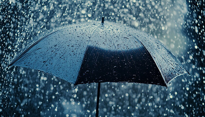 umbrella on a rainy day Splash of drops, concept of rain generated by AI